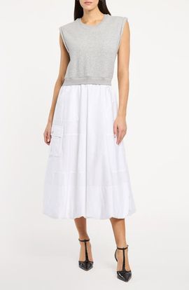 Cinq à Sept Cinq à Sept Parker Cap Sleeve Mixed Media Midi Dress