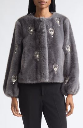 Cinq à Sept Cinq à Sept Pearl Drop Faux Fur Jacket