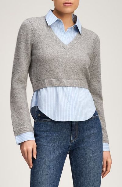 Cinq à Sept Cinq à Sept Renna Prelayered Cashmere Sweater & Stripe Button-Up Shirt