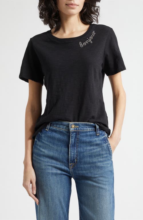 Cinq à Sept Cinq à Sept Rhinestone Bonjour Shrunken Cotton T-Shirt
