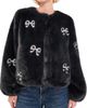 Cinq à Sept Cinq à Sept Rhinestone Bow Faux Mink Benson Coat Black - 1
