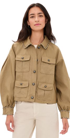 Cinq à Sept Cinq à Sept Rhinestone Chain Adami Jacket brown sandstone
