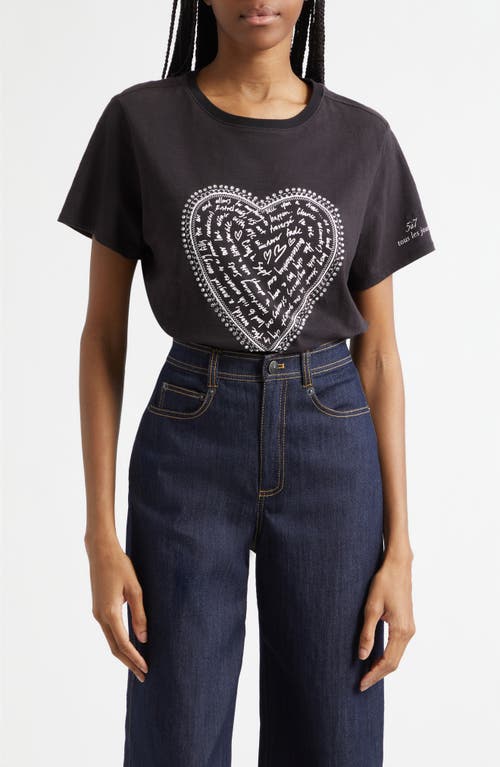 Cinq à Sept Cinq à Sept Rhinestone Detail Heart Graphic T-Shirt