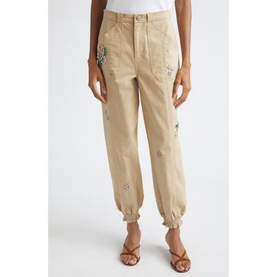 Cinq à Sept Cinq à Sept Rhinestone Paisley Embroidered Ankle Pants