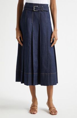 Cinq à Sept Cinq à Sept Rylee Pleated Denim Midi Skirt