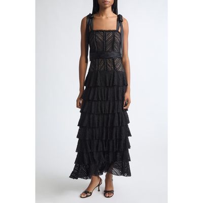 Cinq à Sept Cinq à Sept Sabrina Lace Tiered Maxi Dress