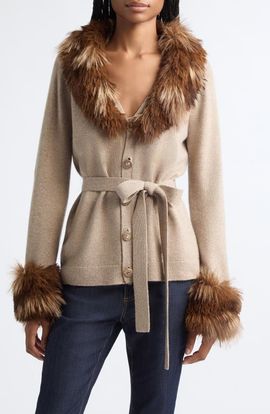 Cinq à Sept Cinq à Sept Sandy Faux Fur Trim Cardigan