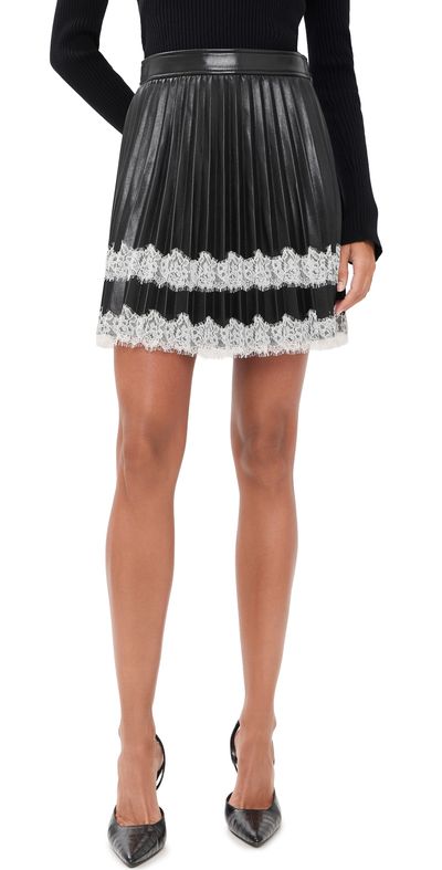 Cinq à Sept Cinq à Sept Vegan Leather Laney Skirt Black/Ivory