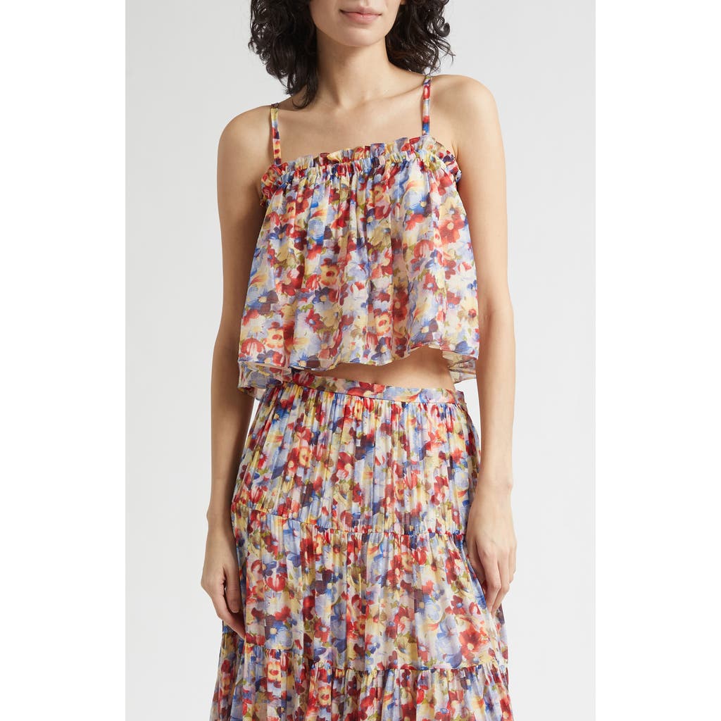 Cinq à Sept Cinq à Sept Wildflower Ruffle Trim Crop Babydoll Tank Top