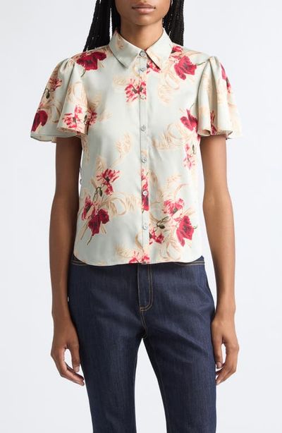 Cinq à Sept Cinq à Sept Wilted Poppy Flutter Sleeve Shirt