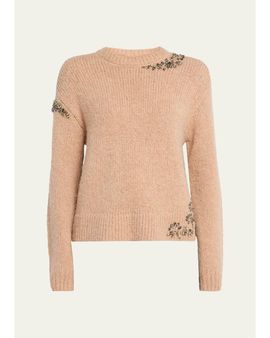 Cinq à Sept Crystal Lace Crewneck Sweater