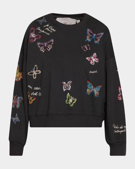 Cinq à Sept Heatset Butterfly Crewneck Sweatshirt