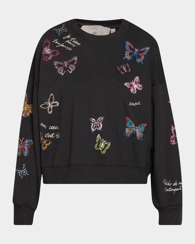Cinq à Sept Heatset Butterfly Crewneck Sweatshirt