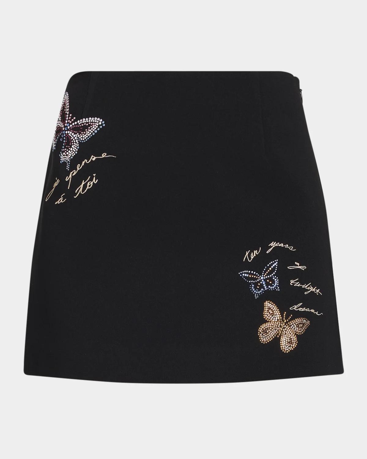 Cinq à Sept Heatset Butterfly Mini Skirt