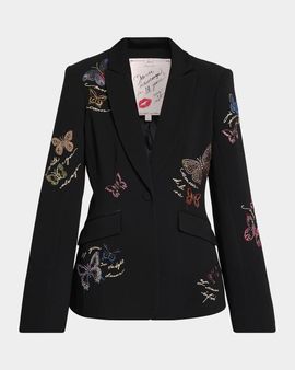 Cinq à Sept Heatset Butterfly Single-Breasted Blazer