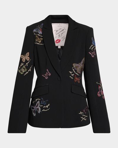 Cinq à Sept Heatset Butterfly Single-Breasted Blazer