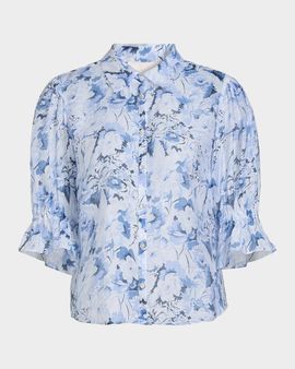 Cinq à Sept Heirloom Petal Button-Front Blouse