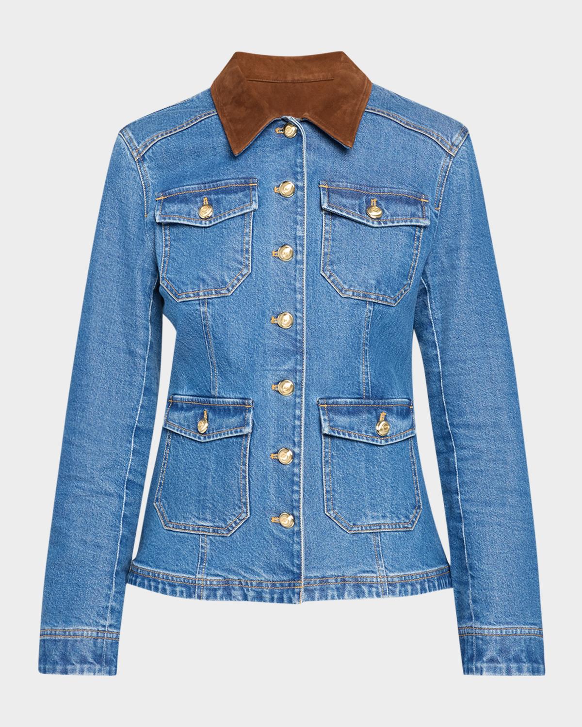 Cinq à Sept Katniss Suede Collar Denim Jacket
