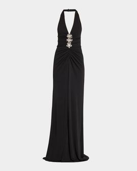 Cinq à Sept Kessan Embellished Halter Gown
