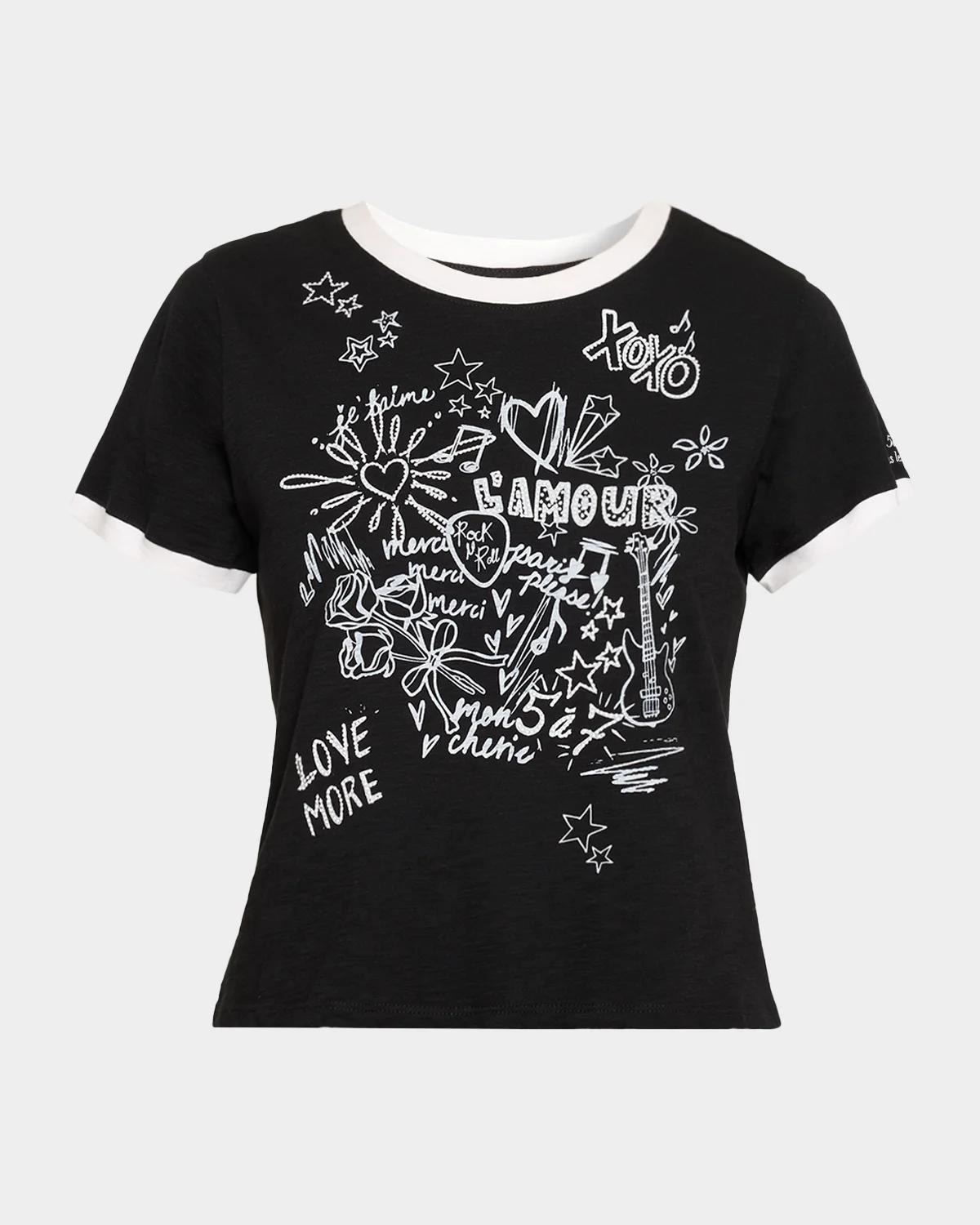 Cinq à Sept L & apos;Amour Doodle Ringer T-Shirt