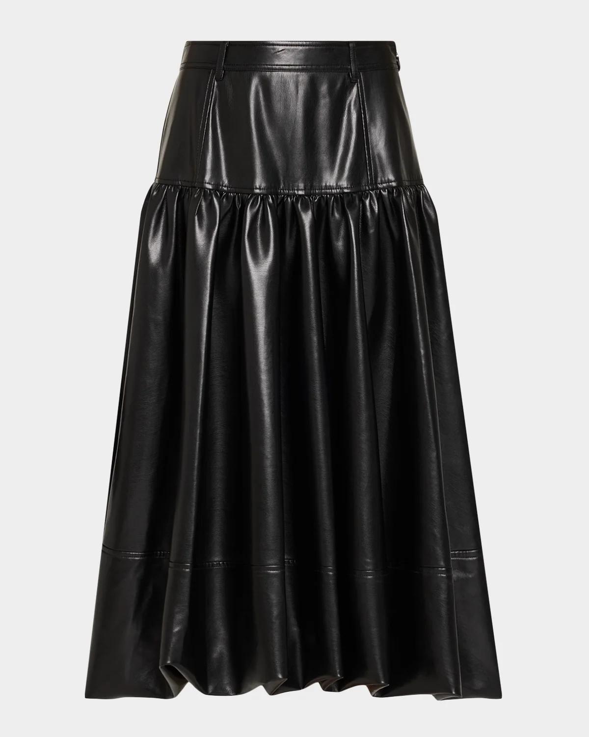 Cinq à Sept Lite Vegan Leather Bubble Midi Skirt