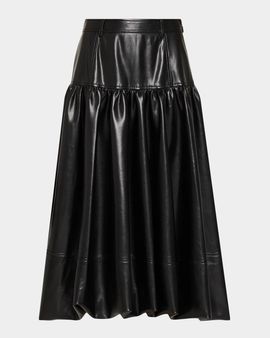 Cinq à Sept Lite Vegan Leather Bubble Midi Skirt
