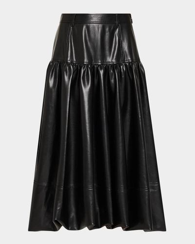 Cinq à Sept Lite Vegan Leather Bubble Midi Skirt