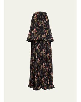 Cinq à Sept Love Letter Floral Strapless Maxi Dress