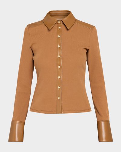Cinq à Sept Magali Cotton-Blend Ribbed Top