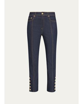 Cinq à Sept Maggie Button-Embellished Bootcut Jeans