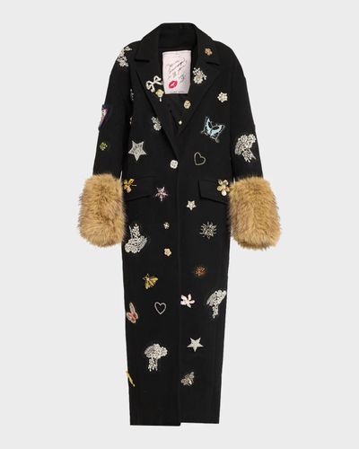 Cinq à Sept Mariella Embellished Faux-Fur-Cuff Coat