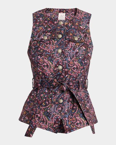 Cinq à Sept Reenee Belted Paisley Denim Vest