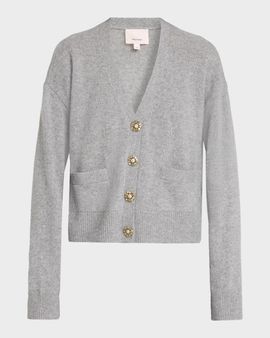 Cinq à Sept Rhinestone Button-Front Cashmere Cardigan