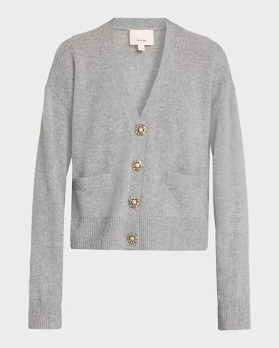 Cinq à Sept Rhinestone Button-Front Cashmere Cardigan