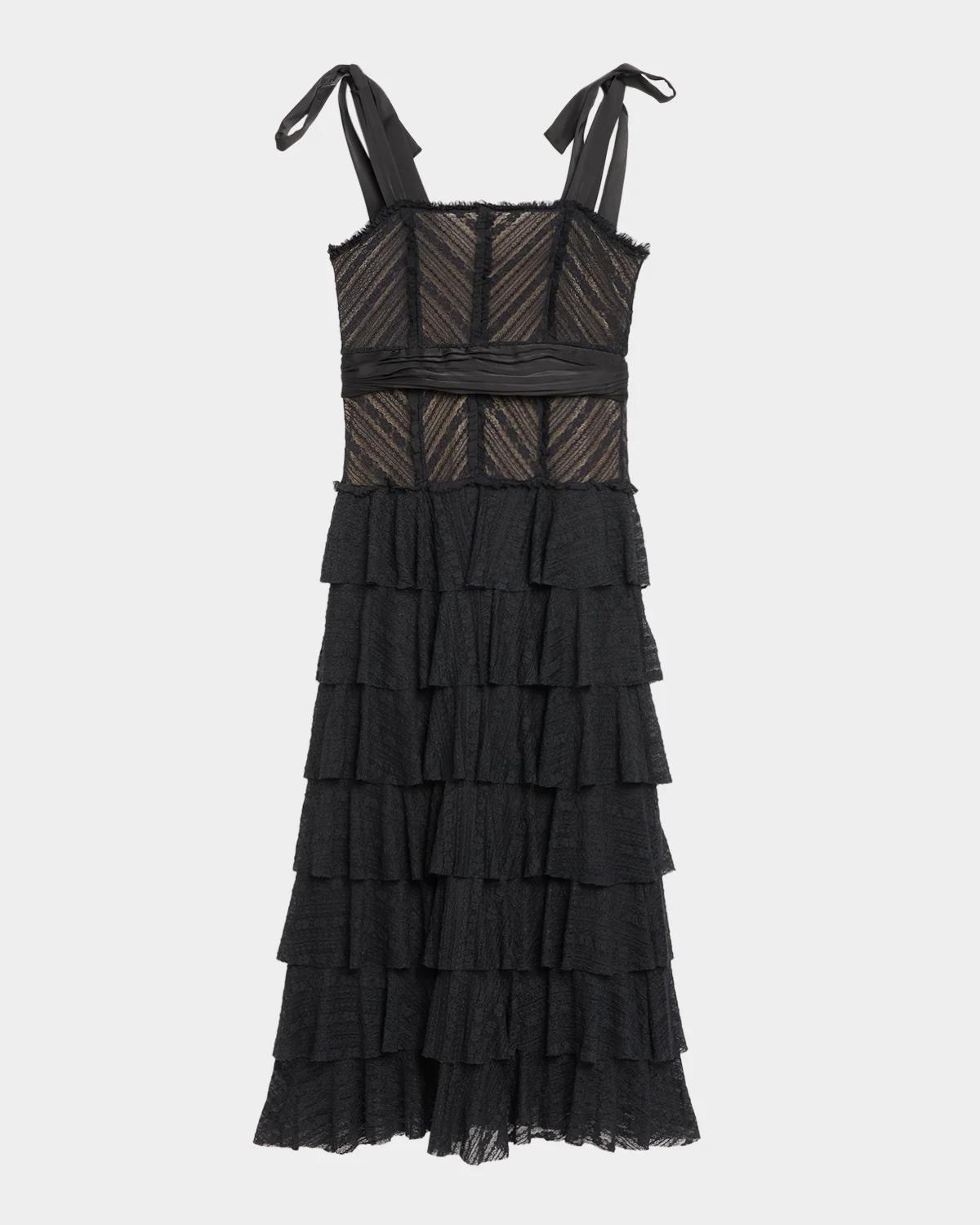 Cinq à Sept Sabrina Lace Tie-Shoulder Midi Dress