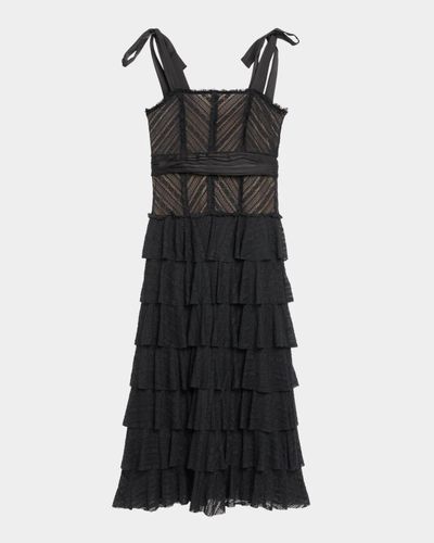 Cinq à Sept Sabrina Lace Tie-Shoulder Midi Dress