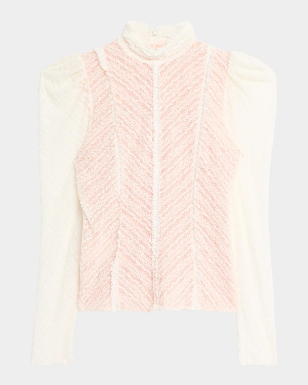 Cinq à Sept Sabrina Ruffled Lace Top