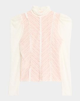 Cinq à Sept Sabrina Ruffled Lace Top