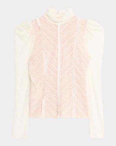 Cinq à Sept Sabrina Ruffled Lace Top