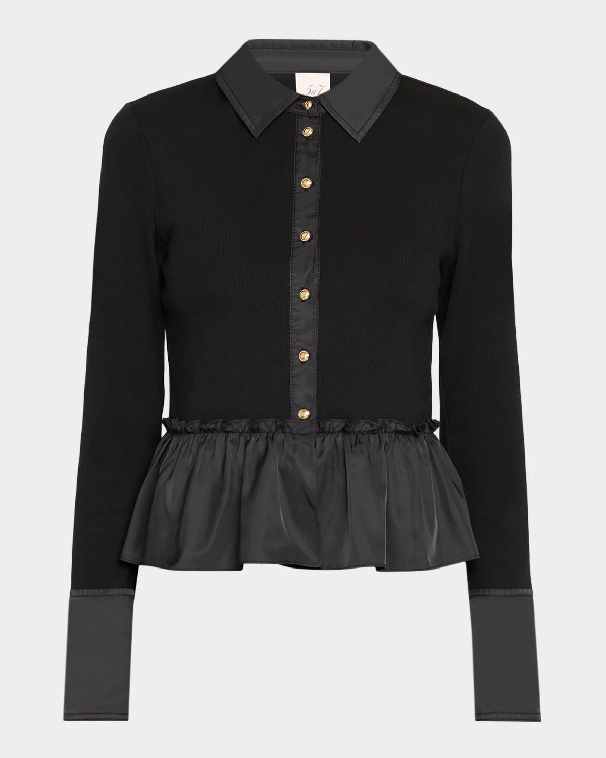 Cinq à Sept Salem Peplum Button-Front Top