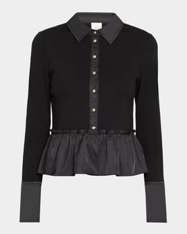 Cinq à Sept Salem Peplum Button-Front Top
