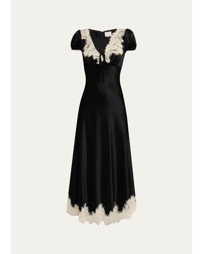 Cinq à Sept Sienne Lace-Trim Satin Midi Dress
