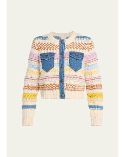 Cinq à Sept Suki Denim & Wool Combo Cardigan