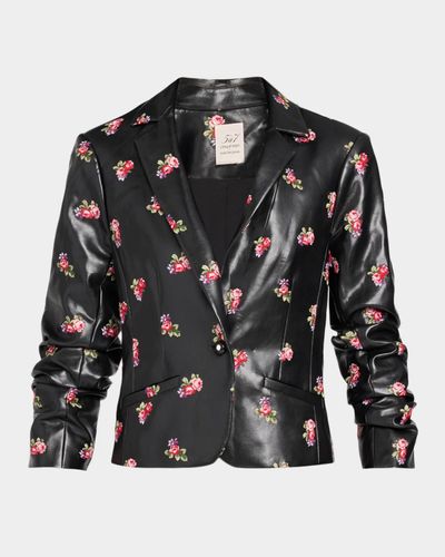 Cinq à Sept Tossed Roses Faux Leather Blazer