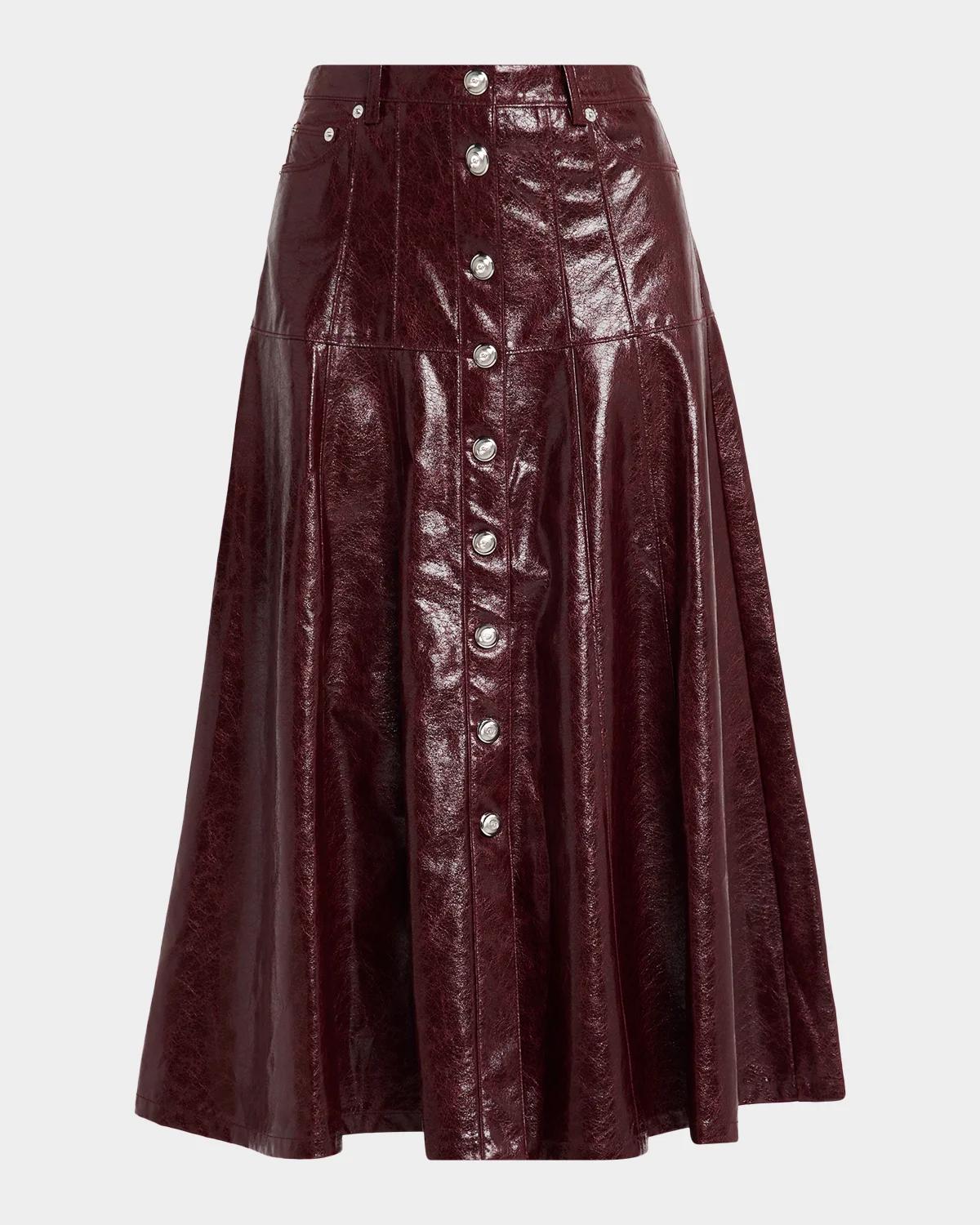 Cinq À Sept Tumbled Vegan Leather Midi Skirt
