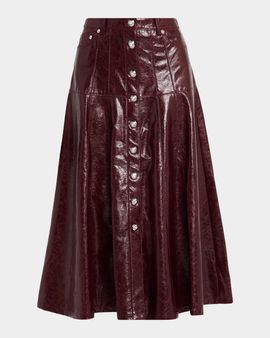 Cinq à Sept Tumbled Vegan Leather Midi Skirt