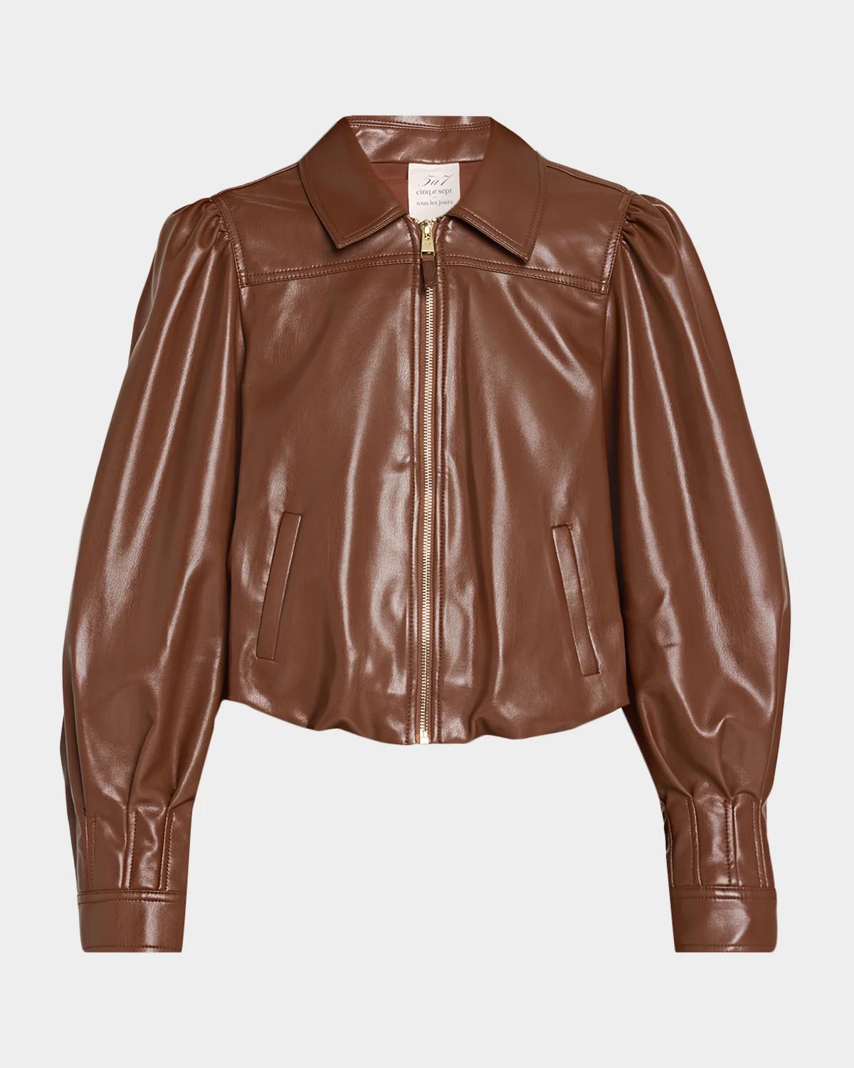 Cinq à Sept Vegan Leather Puff-Sleeve Jacket