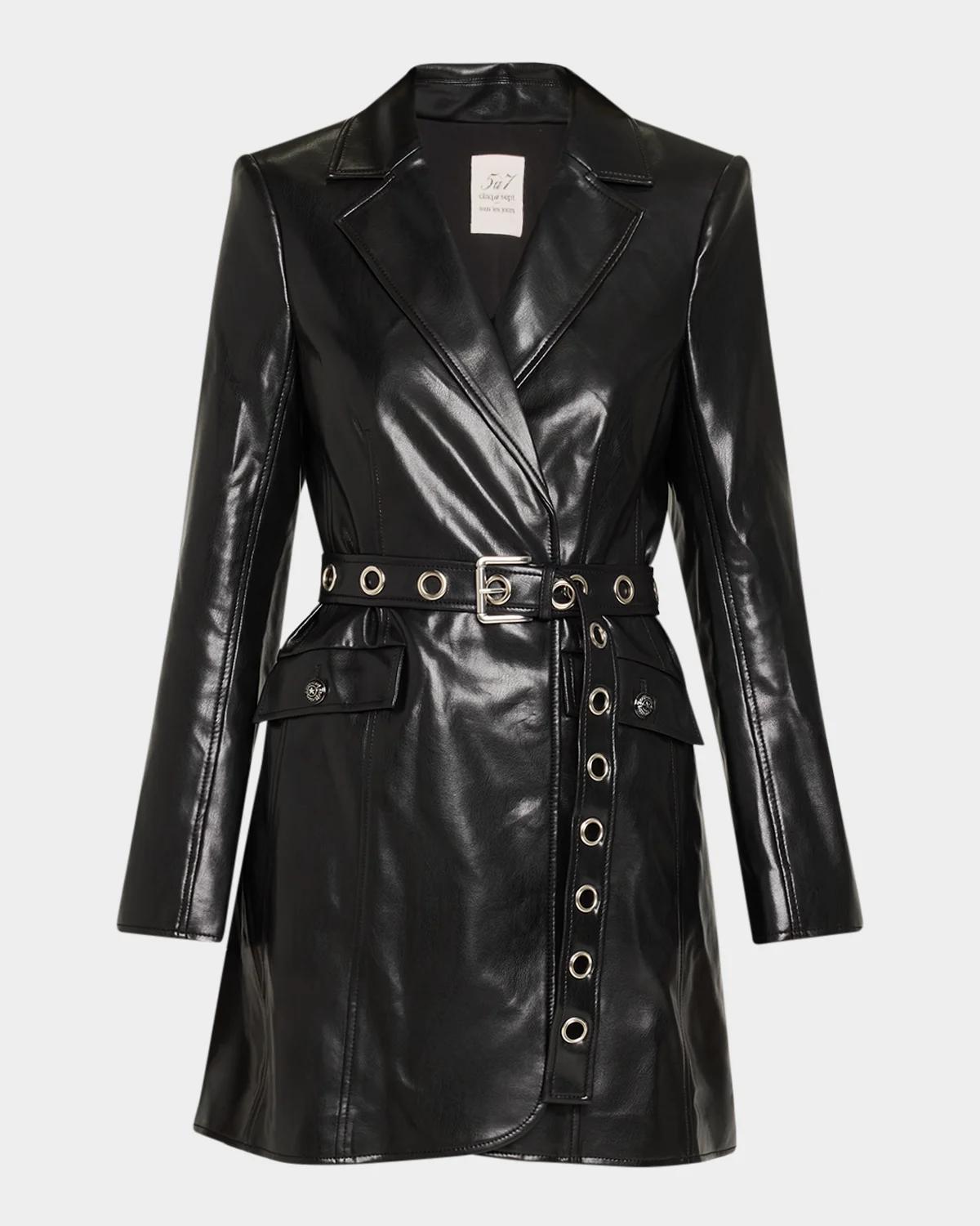 Cinq à Sept Vegan Leather Trench-Style Mini Dress