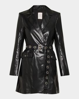 Cinq à Sept Vegan Leather Trench-Style Mini Dress
