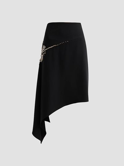 Cinq à Sept Women's Alethia Crystal Cascade Asymmetric Knee-Length Skirt
